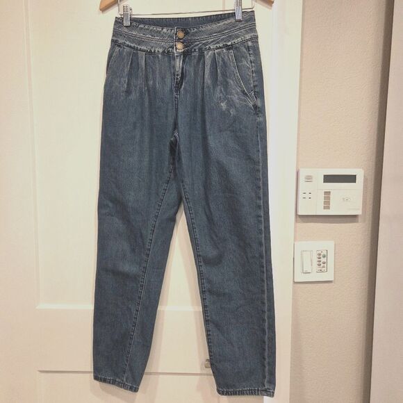 Blank NYC The Ballon Bo- Legged Women's Jeans Medium Denim Wash Pleated Front 26 - Picture 2 of 8